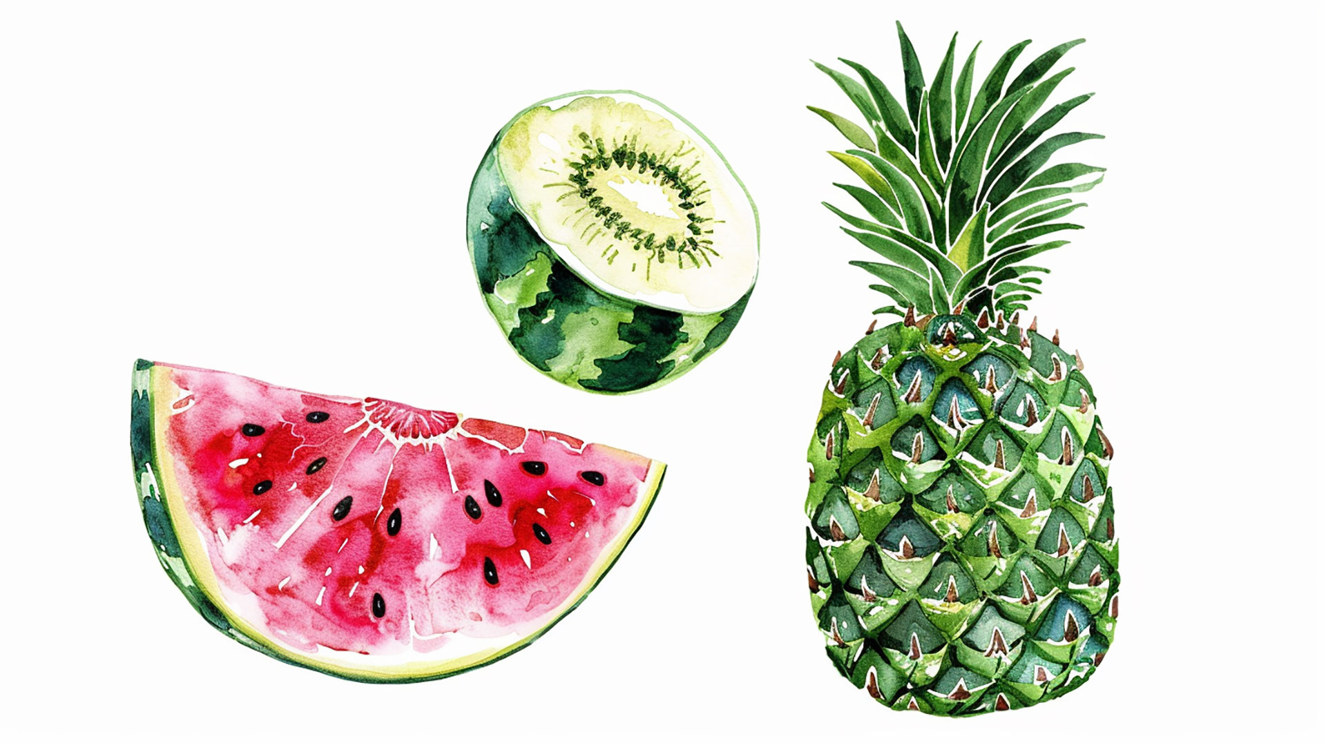 Tropical Harmony: Cute Watermelon and Pineapple Wallpaper