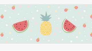 Cute watermelon and pineapple desktop wallpaper in 8K