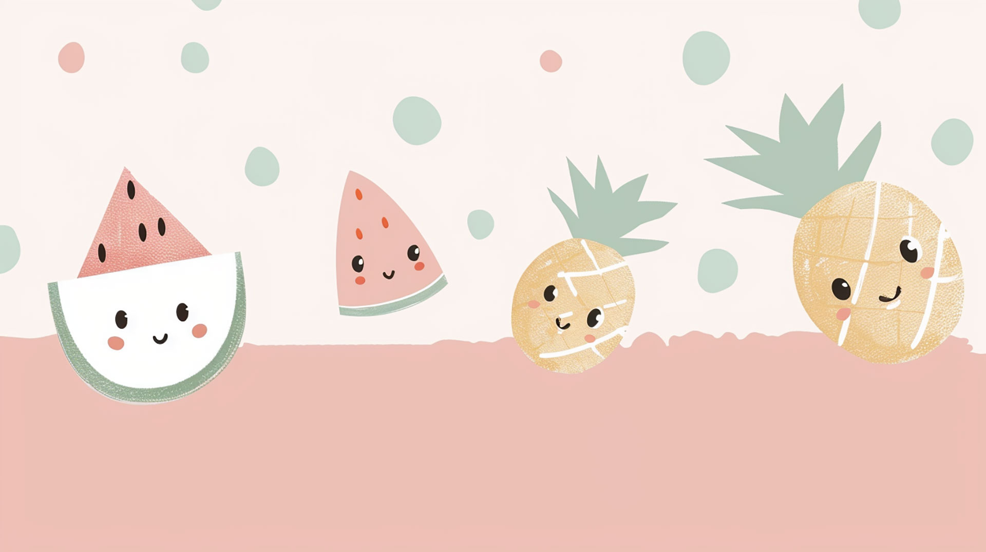 Ultra HD cute watermelon and pineapple desktop image