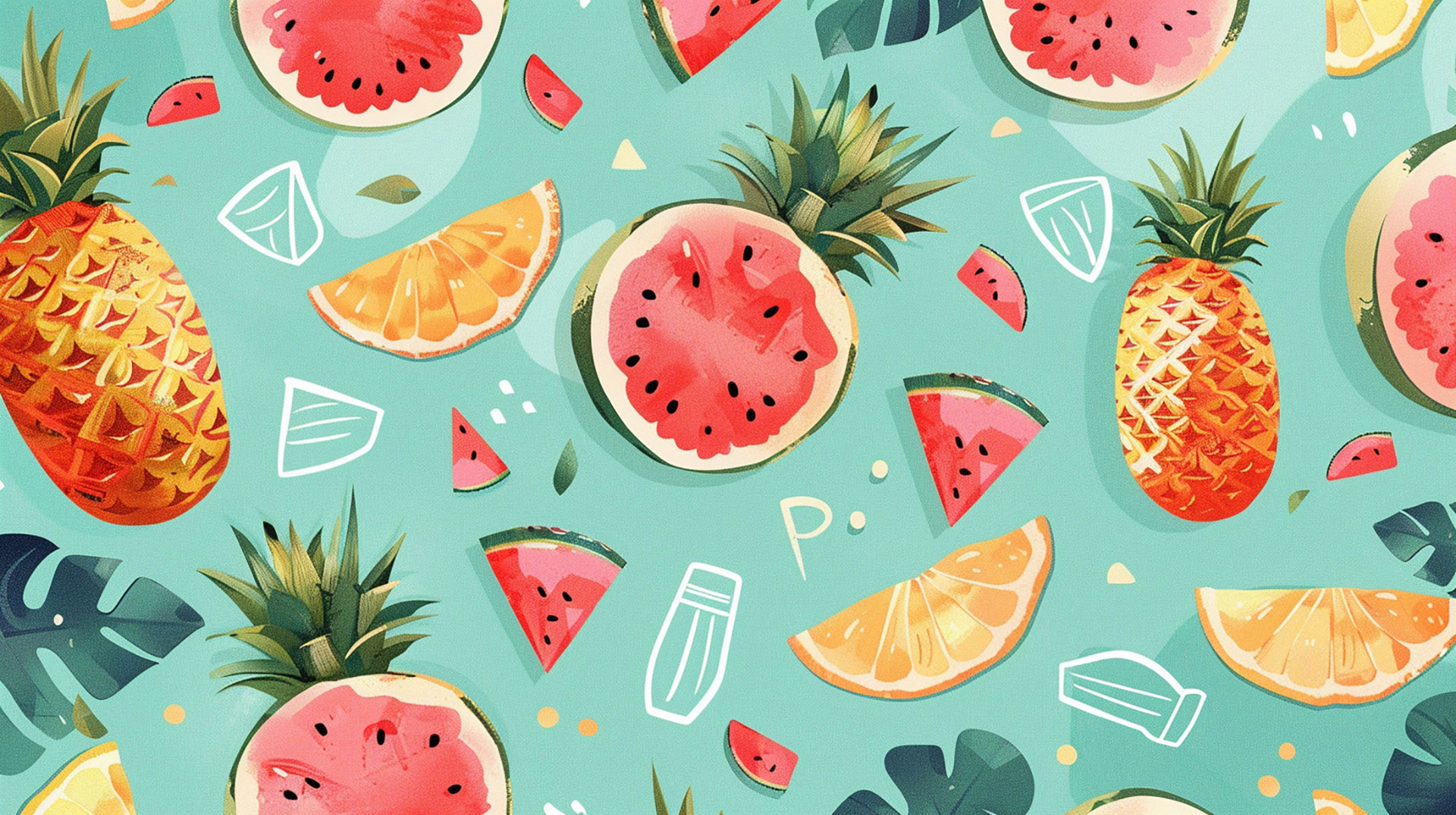 HD cute watermelon and pineapple wallpaper for PC