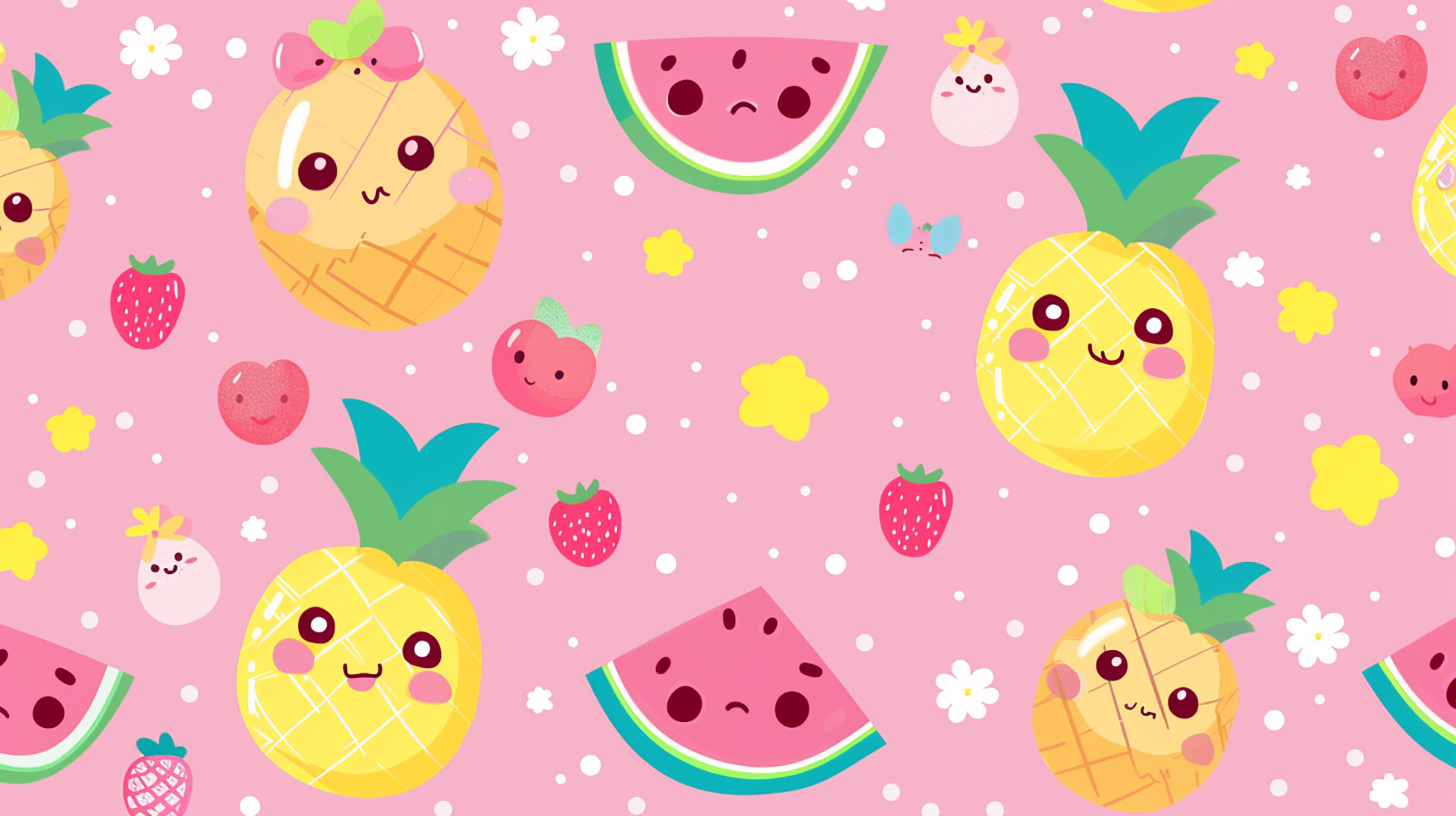 Cute watermelon and pineapple wallpaper for desktop backgrounds