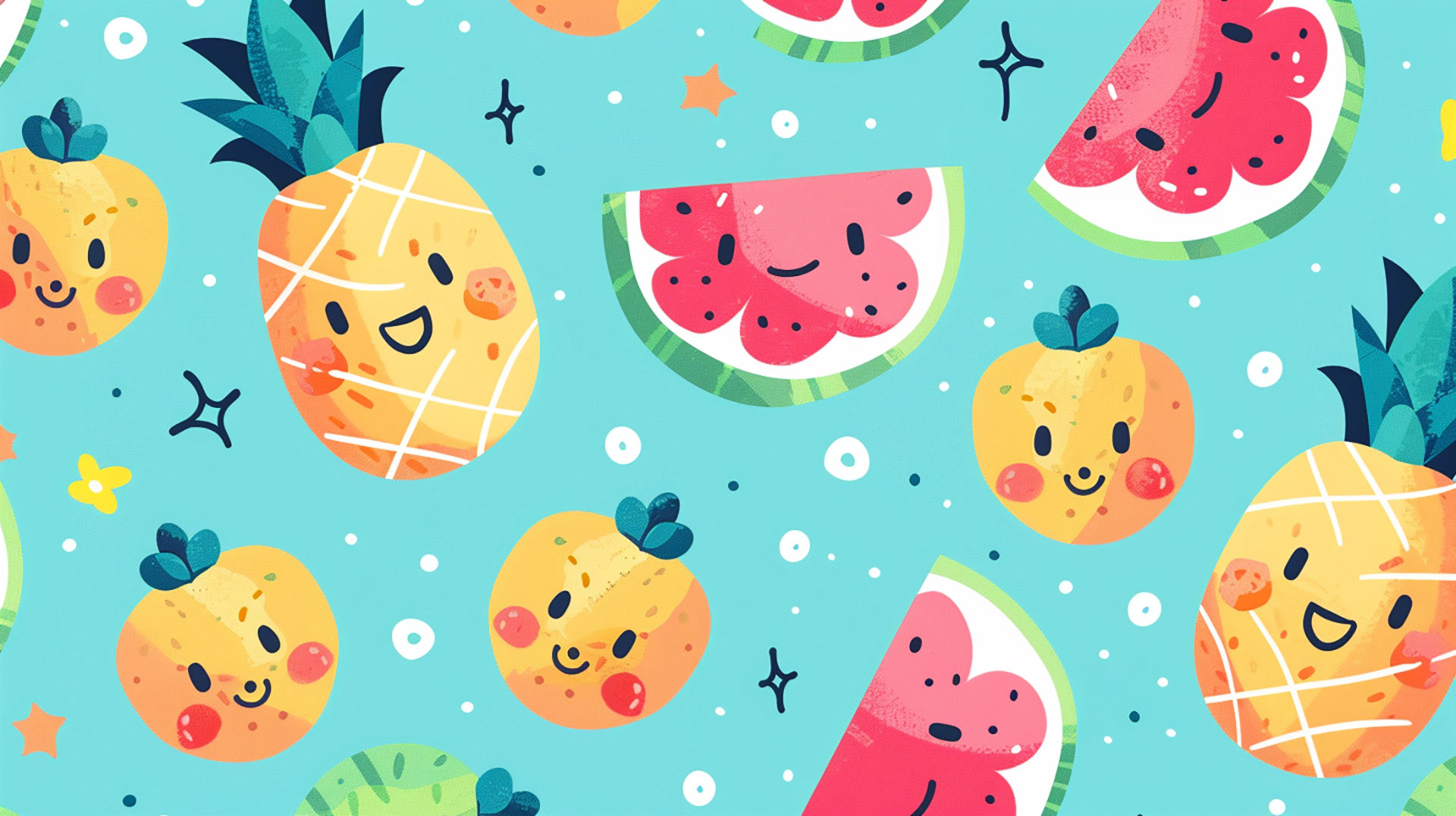 Juicy Summer Duo: Watermelon and Pineapple Wallpaper