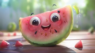 Kawaii Watermelon Slice: Cute Desktop Wallpaper