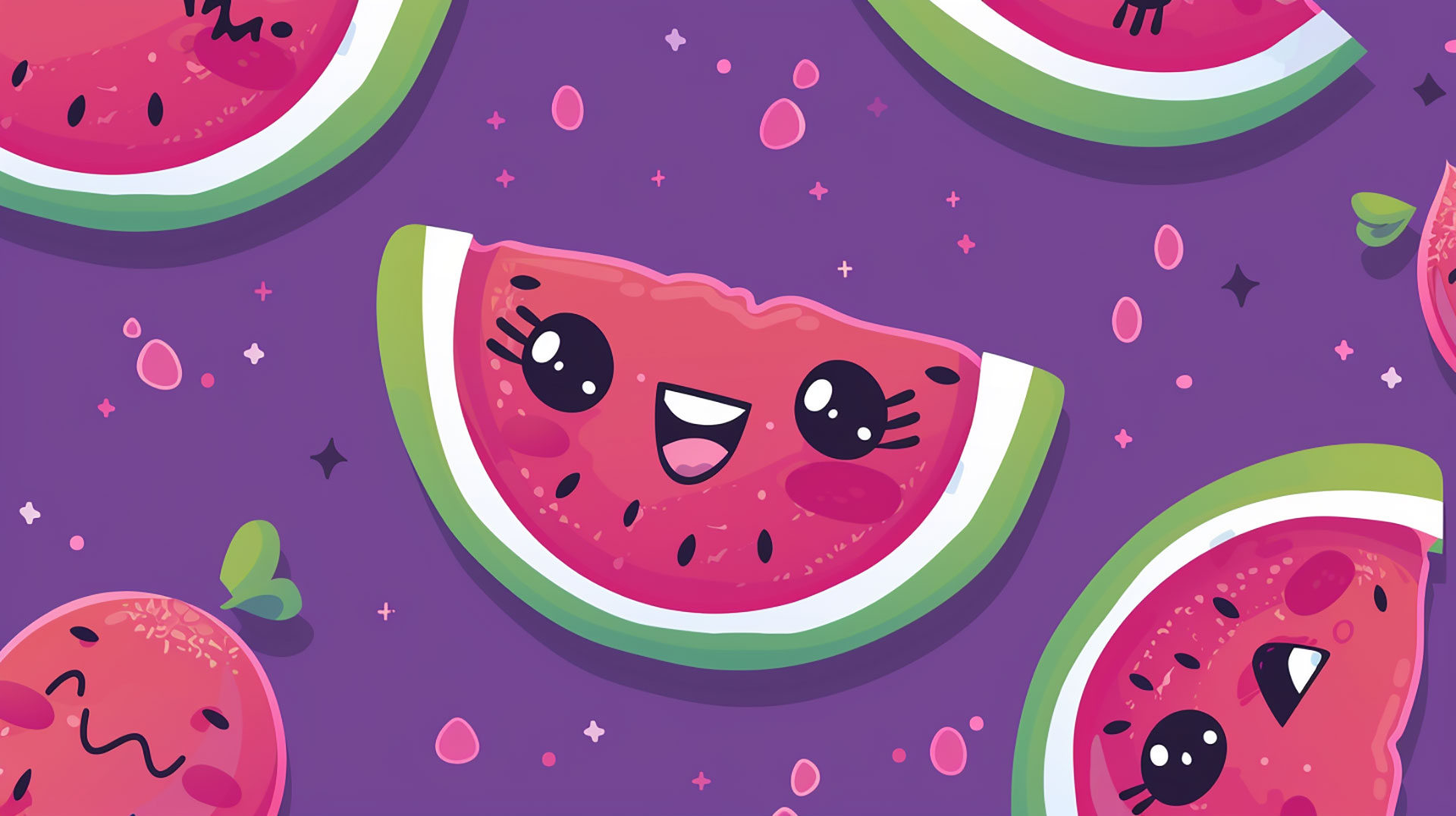 Adorable Watermelon Party: Cute Desktop Wallpaper