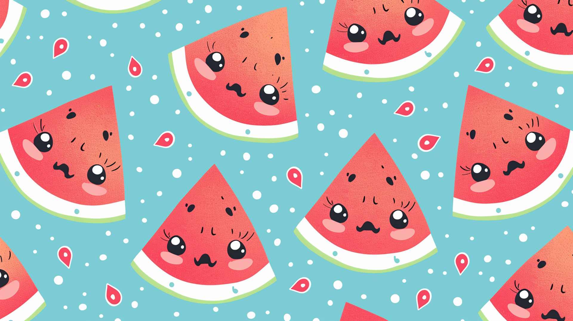 AI-Crafted Cute Watermelon Desktop Wallpaper: Stock Photos