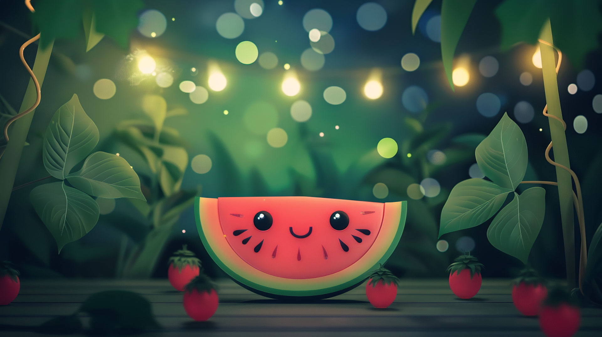 Cute Watermelon Theme: AI Image for 4K Desktop Wallpaper