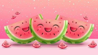 AI-Generated Cute Watermelon Wallpaper: HD Desktop Background