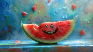 Cute Watermelon Slice: AI Wallpaper for Desktop HD Pics