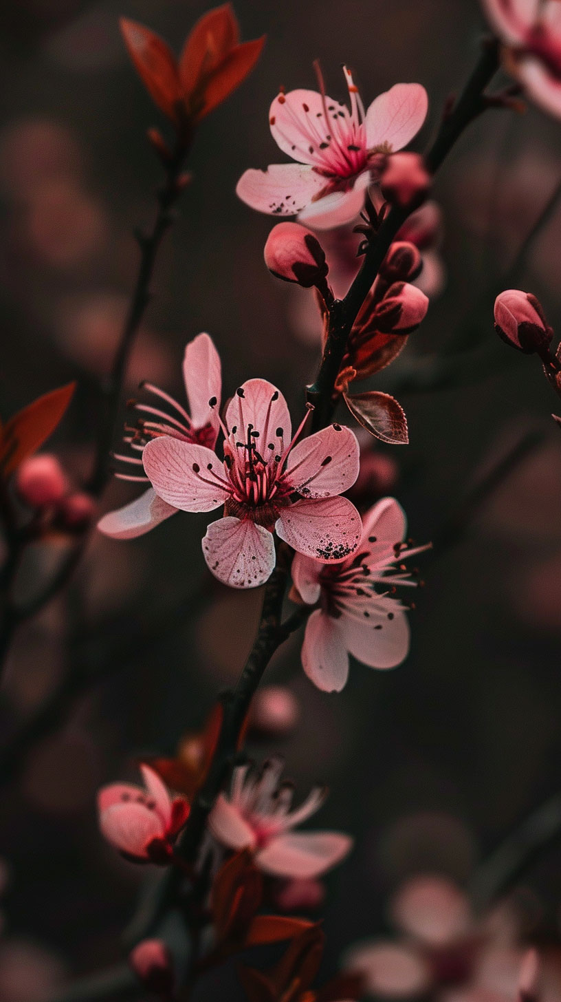 AI-Enhanced Cute Pink Flower Mobile Image