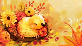 Turkey and Pie Delight: Cute Thanksgiving Scene