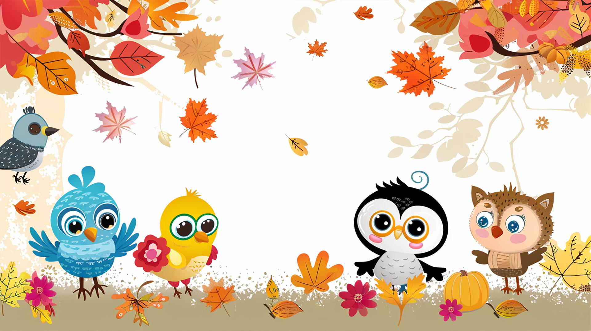 Turkey Kisses: Cute Thanksgiving Day Wallpaper