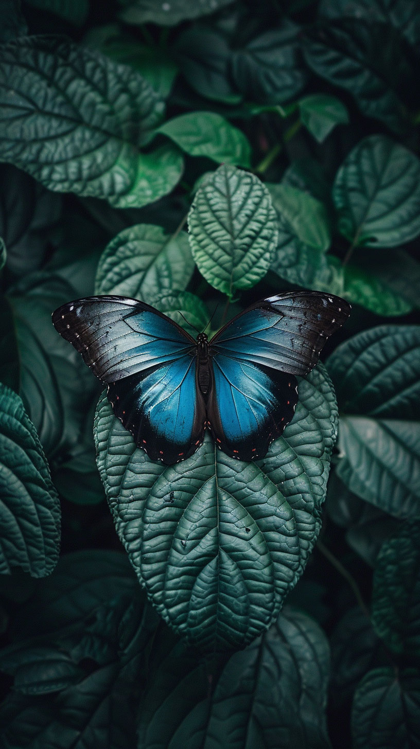 High-Resolution Dark Blue Aesthetic Butterfly iPhone Wallpaper