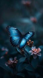 iPhone Dark Blue Aesthetic Butterfly Art Wallpaper