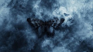 AI-Generated Dark Blue Aesthetic Butterfly Image