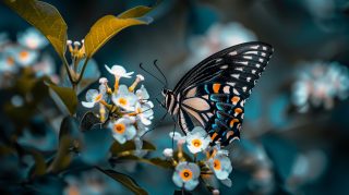 AI-Enhanced Dark Blue Aesthetic Butterfly HD Wallpaper