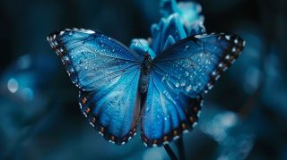 High-Quality Dark Blue Aesthetic Butterfly Desktop Wallpaper