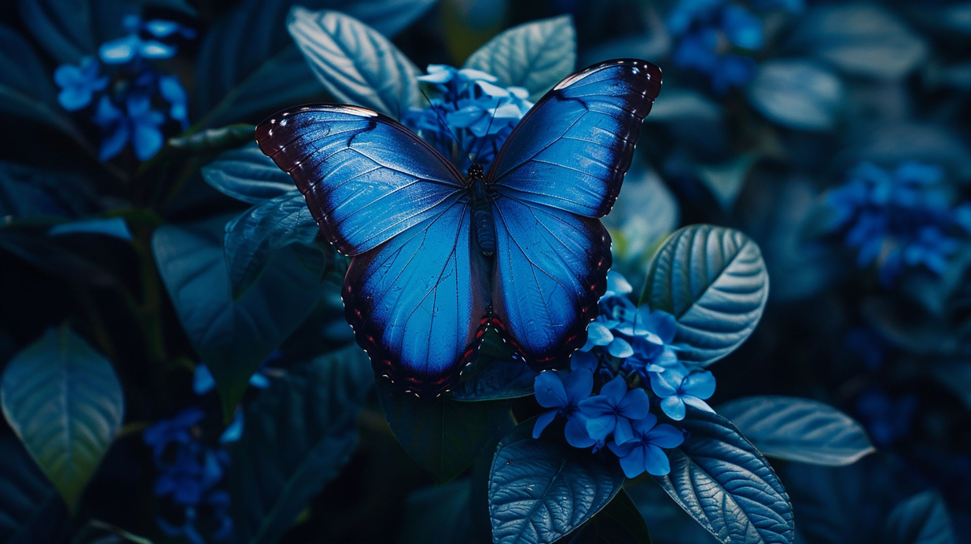 High-Resolution Dark Blue Aesthetic Butterfly Image Wallpaper