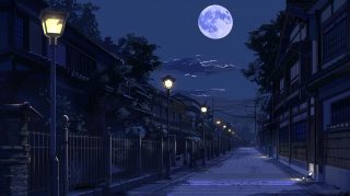 Digital Background: Dark Blue Aesthetic Anime Wallpaper