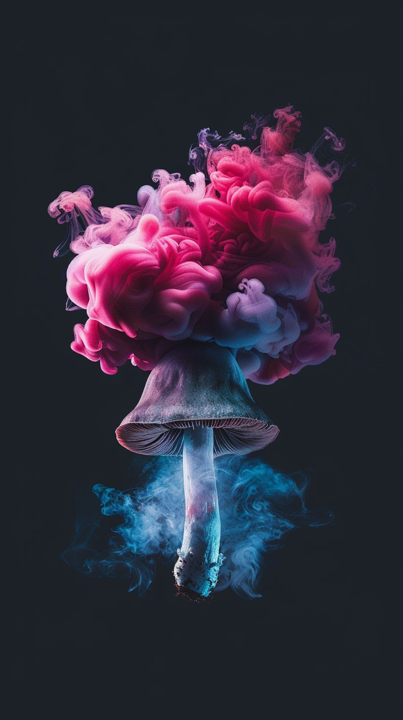 High-resolution dark psychedelic mushroom wallpaper for smartphones