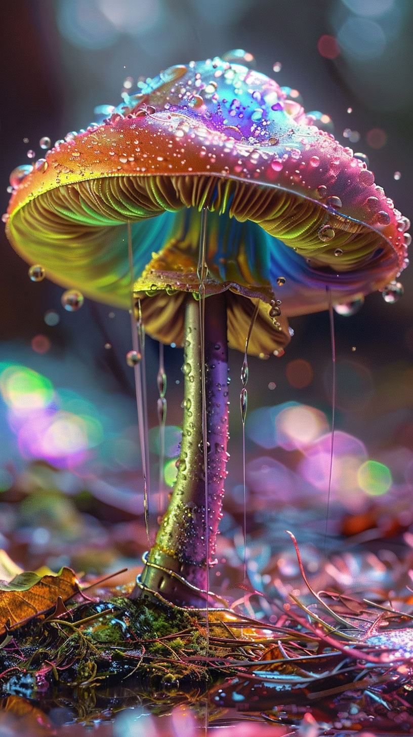 Vibrant dark psychedelic mushroom mobile wallpaper download