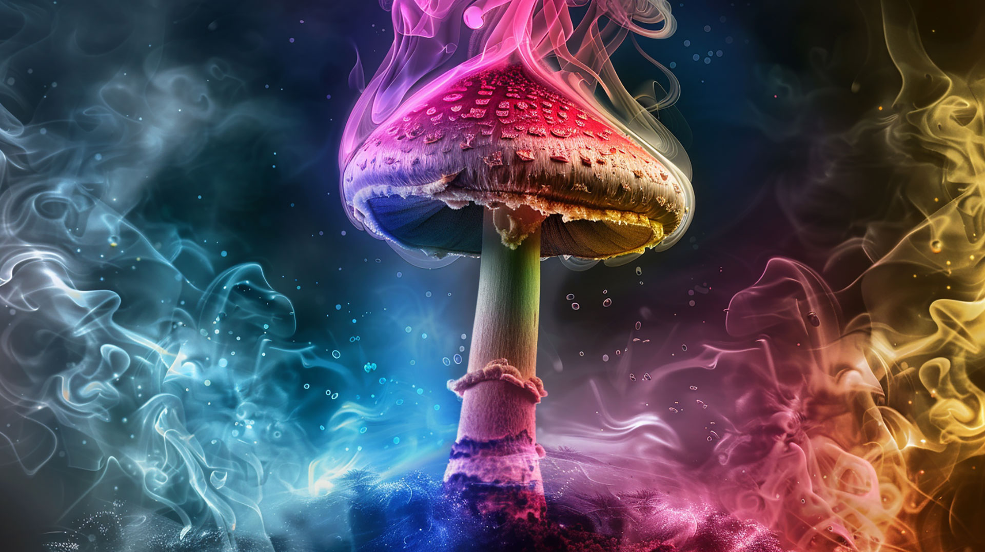 Trippy dark psychedelic mushroom wallpaper for desktop use