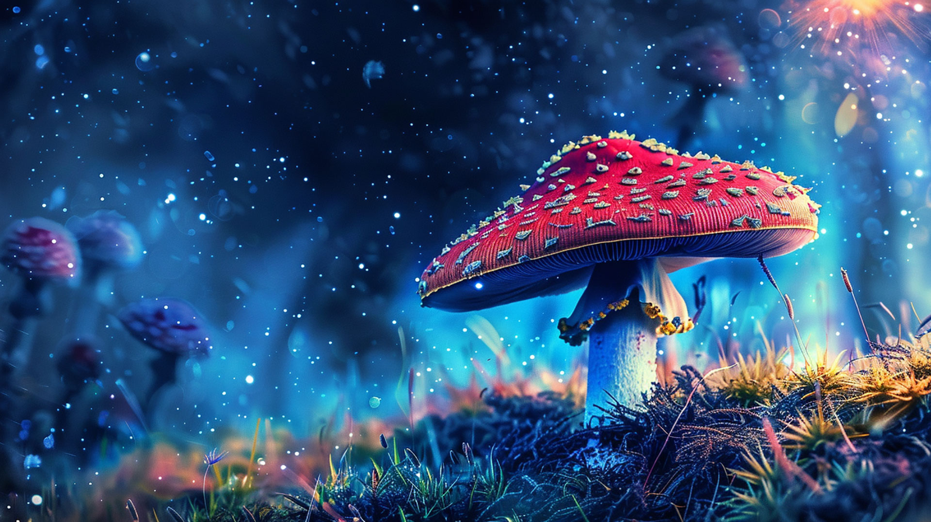 AI-generated dark psychedelic mushroom wallpaper in vivid detail