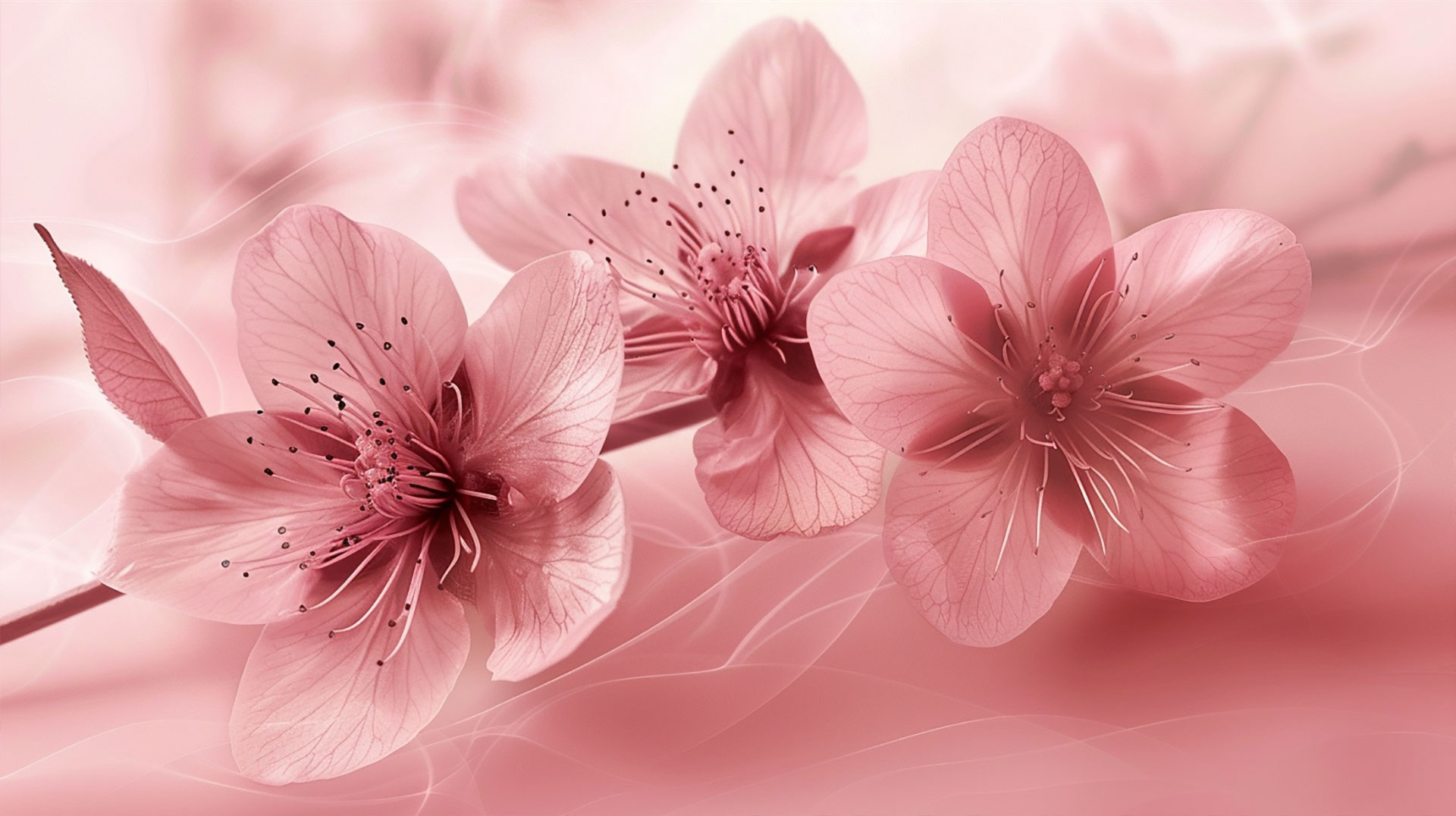 AI-Generated Pink Flower Design Wallpaper