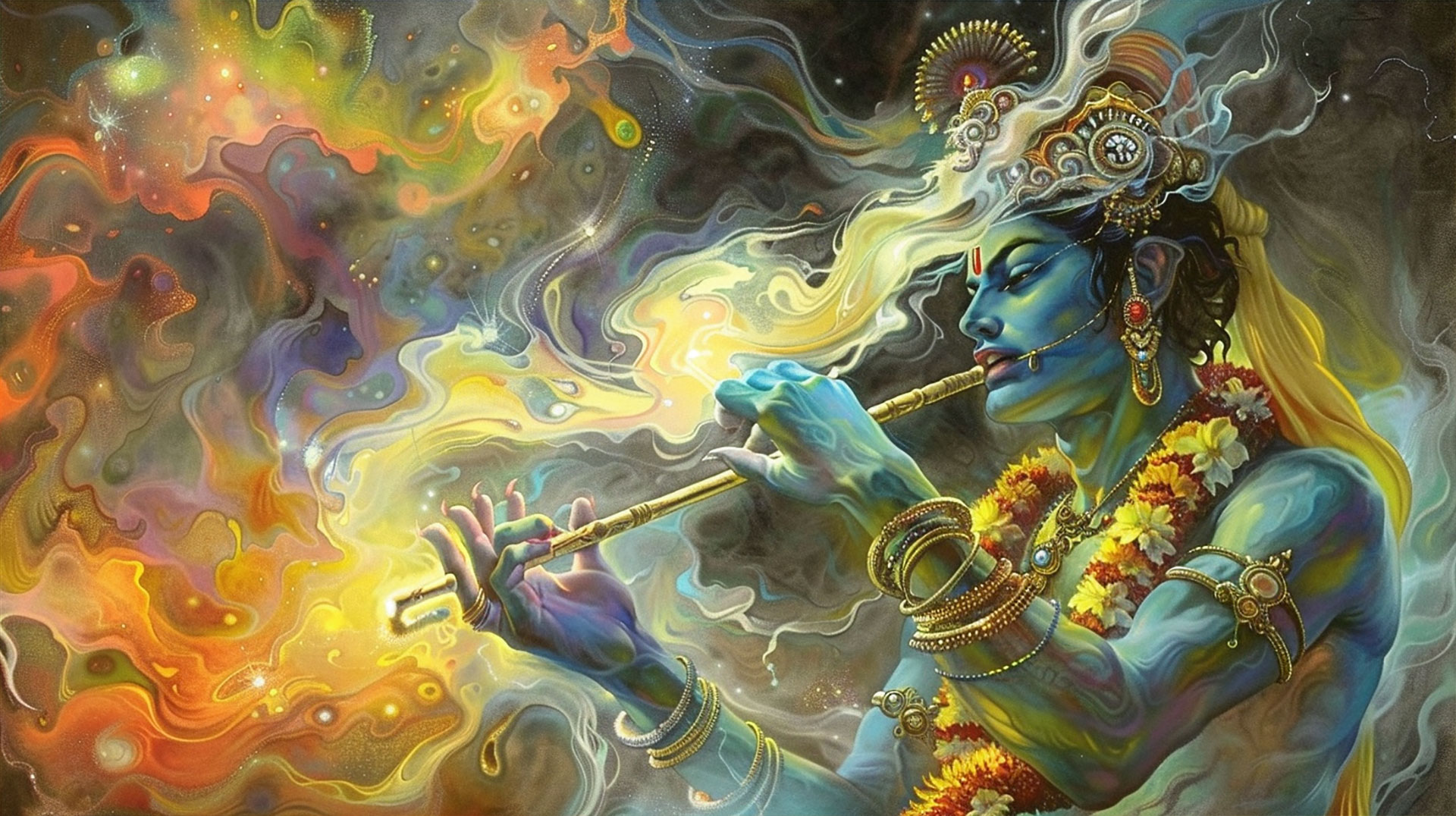 Lord Krishna Painting: 4K Desktop Wallpaper