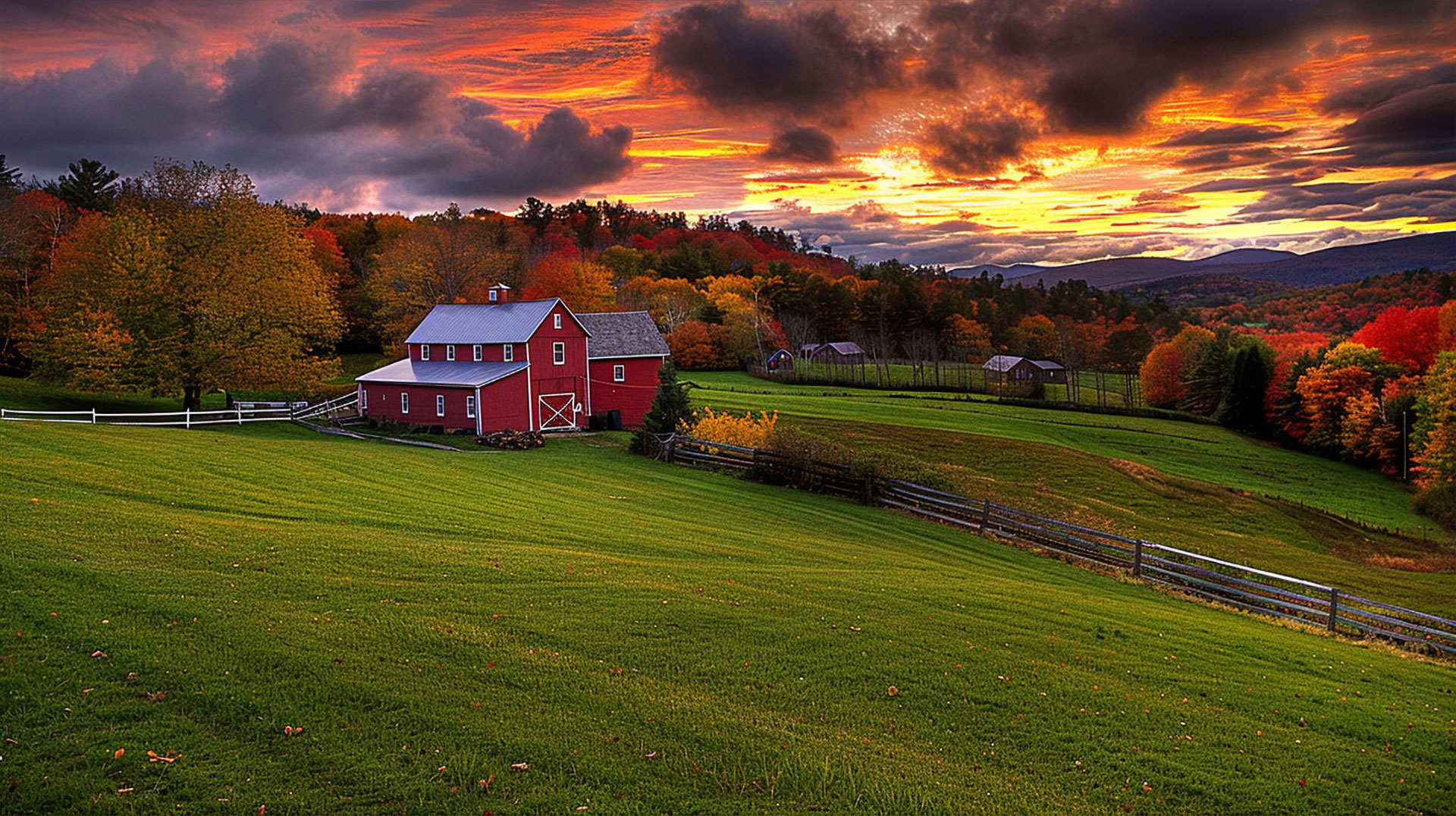 Stunning Fall Foliage in New England Wallpaper