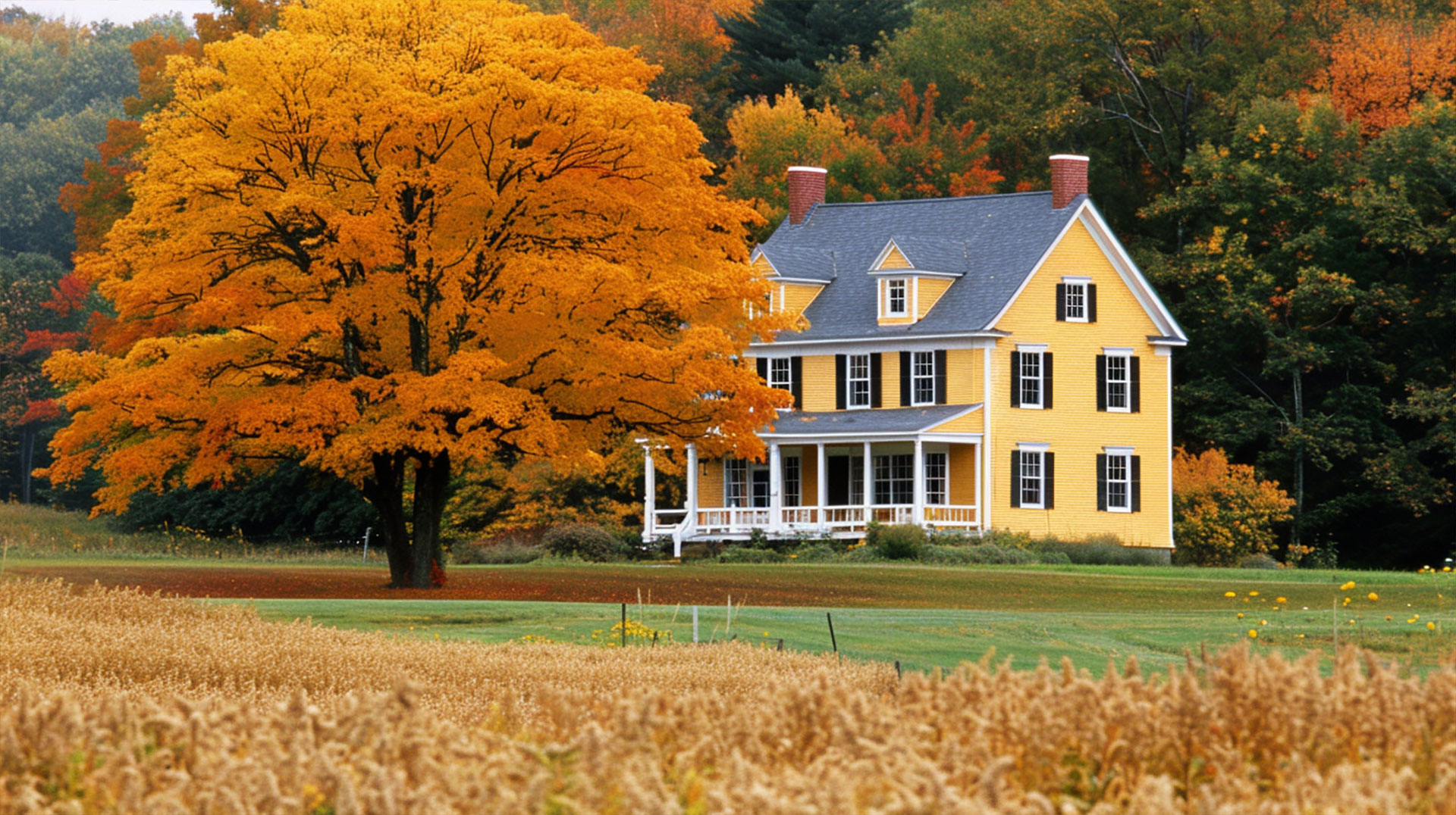 Vibrant Autumn Colors in New England Wallpaper