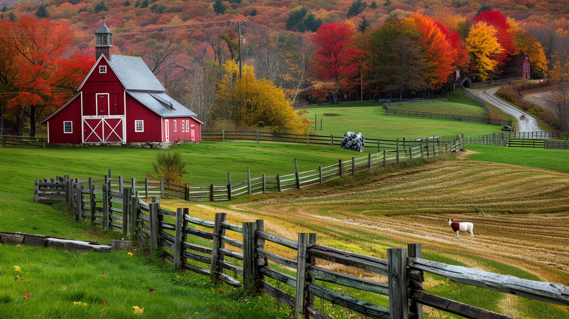 1920x1080 Fall in New England Desktop Wallpaperر