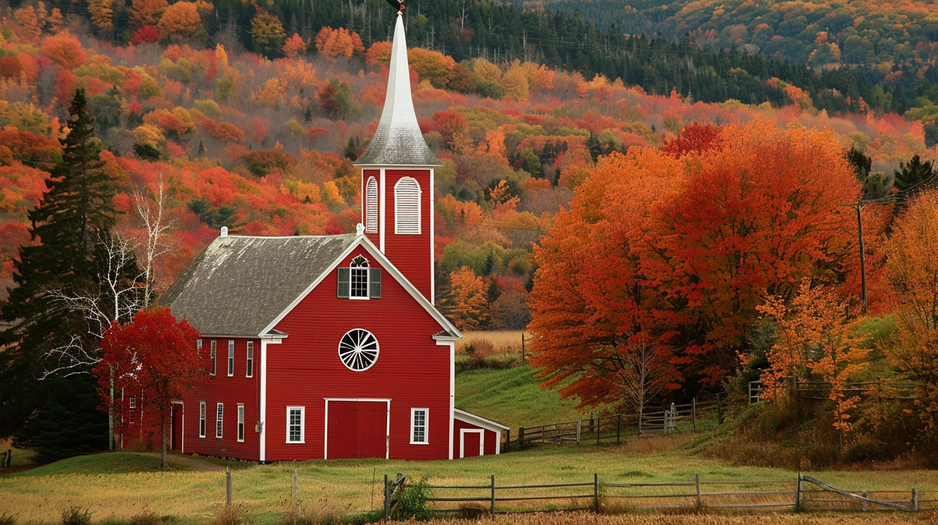 Ultra HD Fall in New England Desktop Background