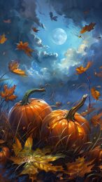 Rustic Fall Leaves and Pumpkins Wallpaper