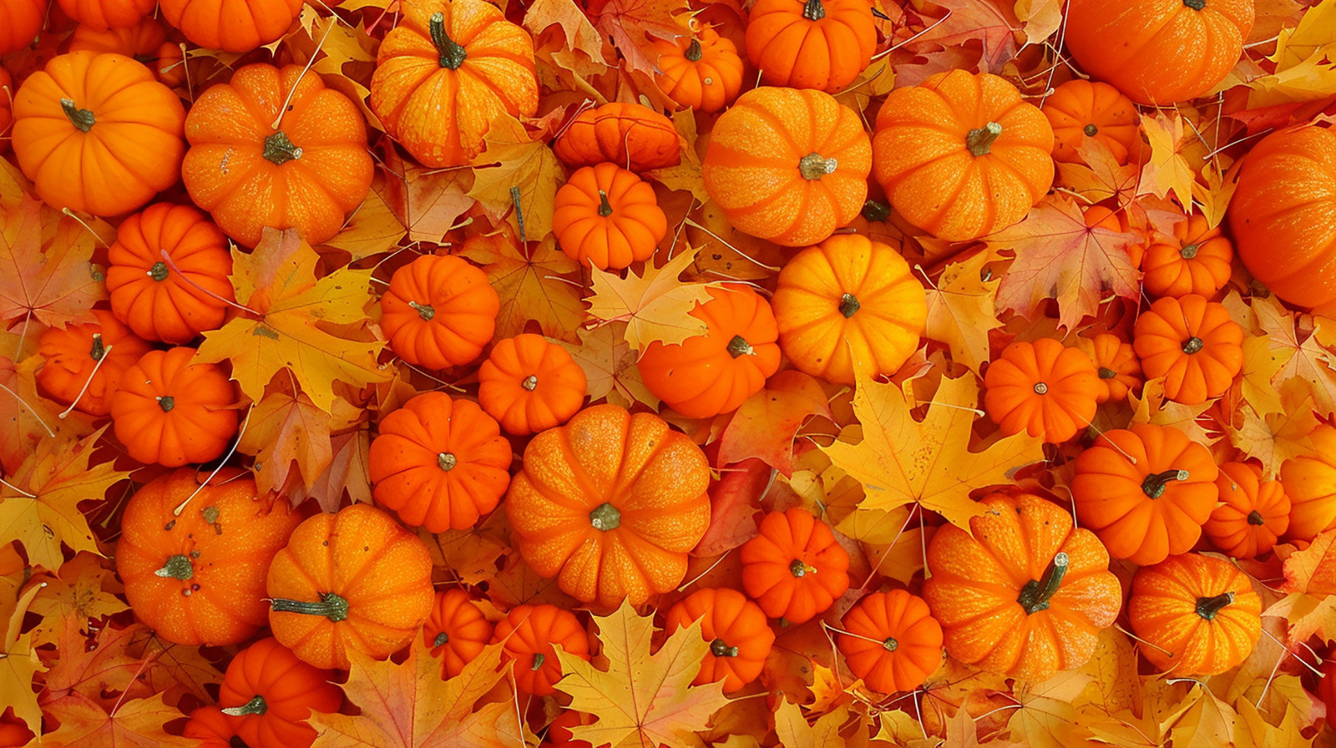 Elegant Fall Foliage and Pumpkins Wallpaper