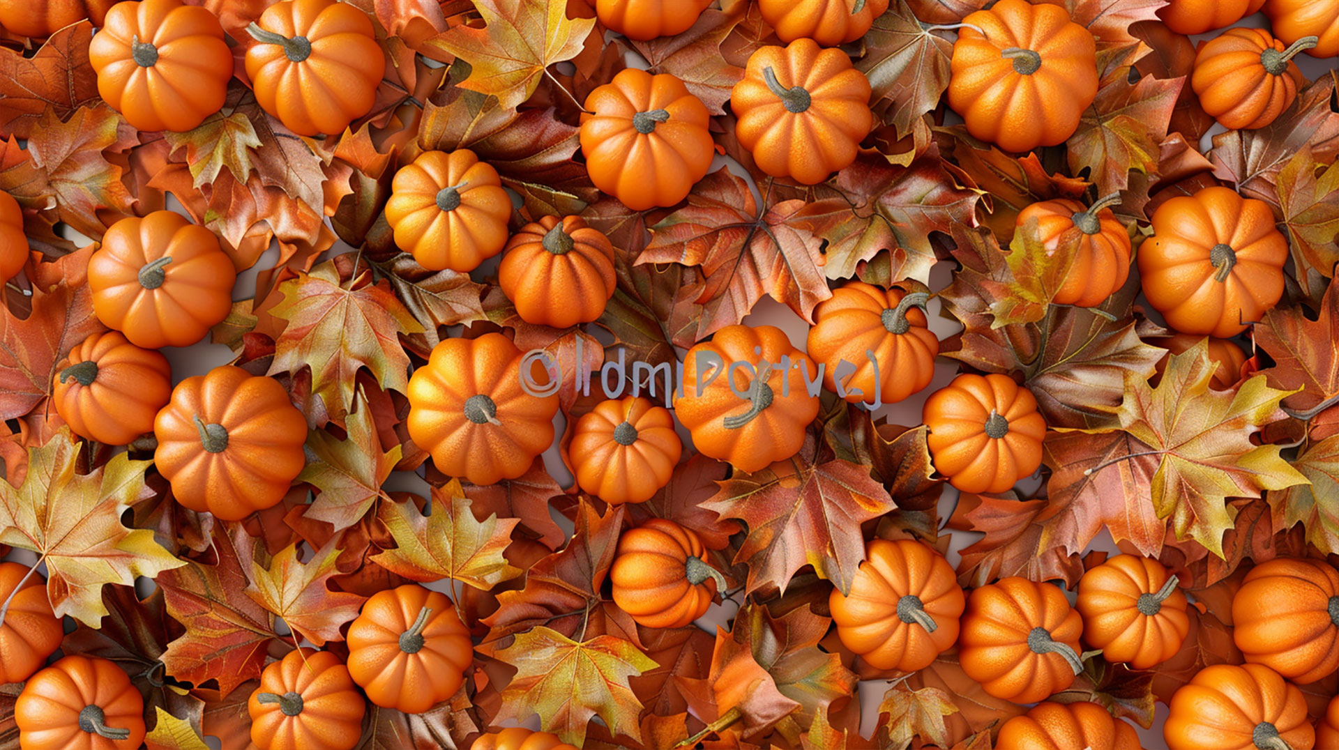 Whimsical Autumn Leaves and Pumpkins Background