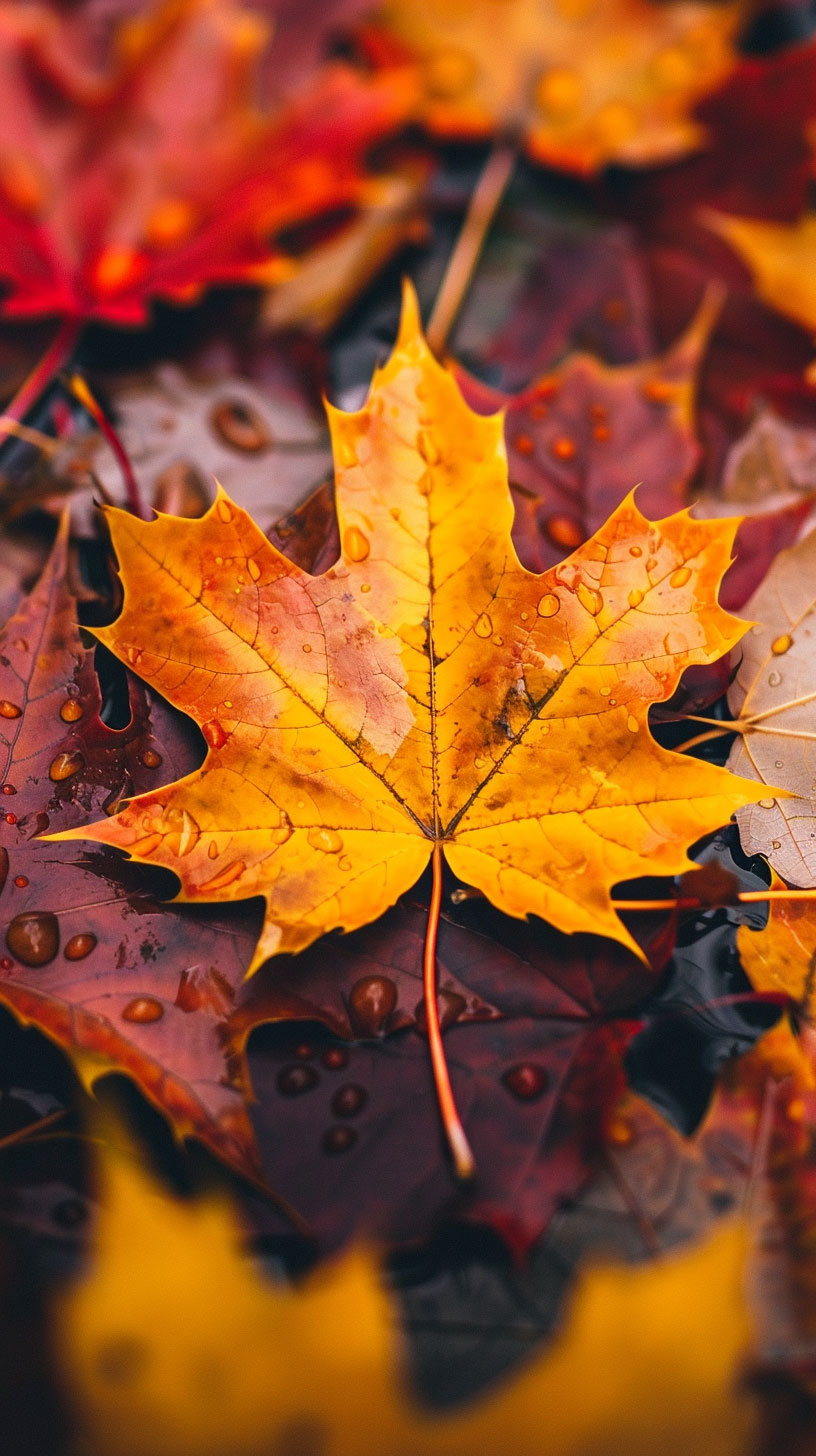 Rustic Fall Leaves iPhone Wallpaper