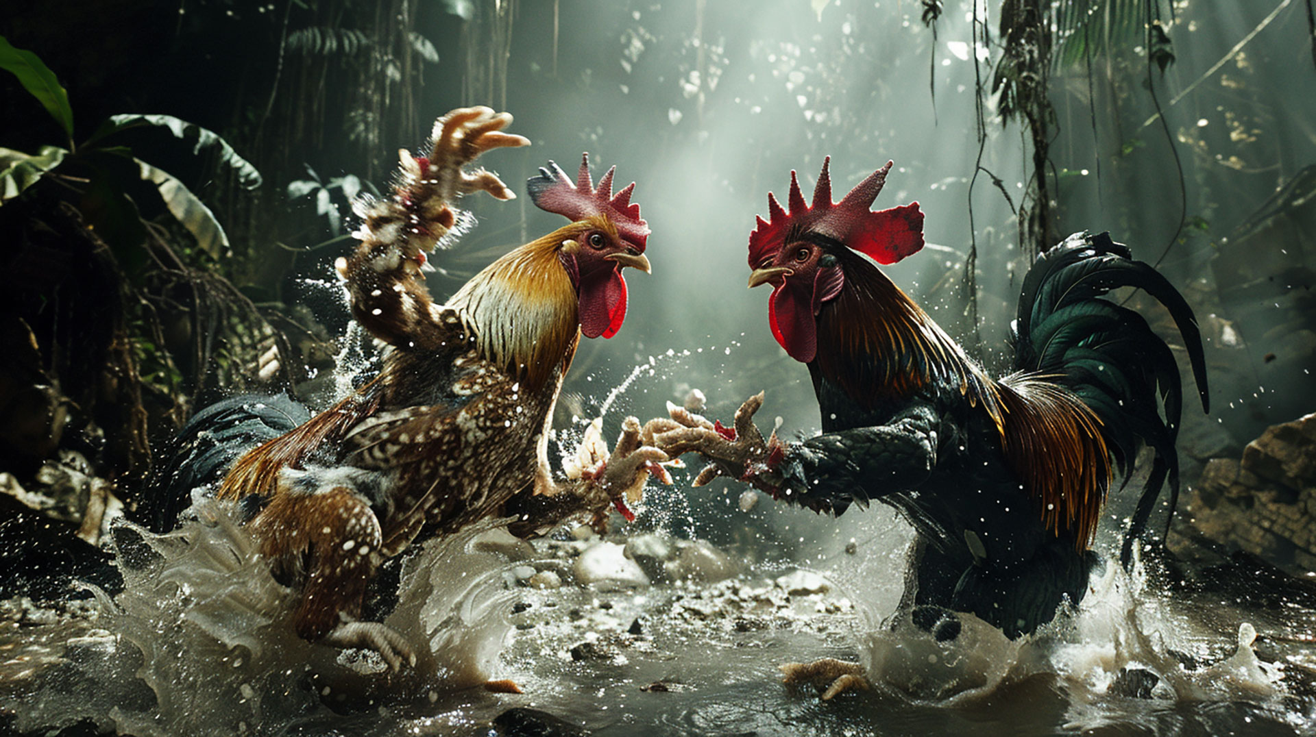 AI-generated fighting rooster HD wallpaper