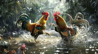HD fighting rooster digital art for desktop