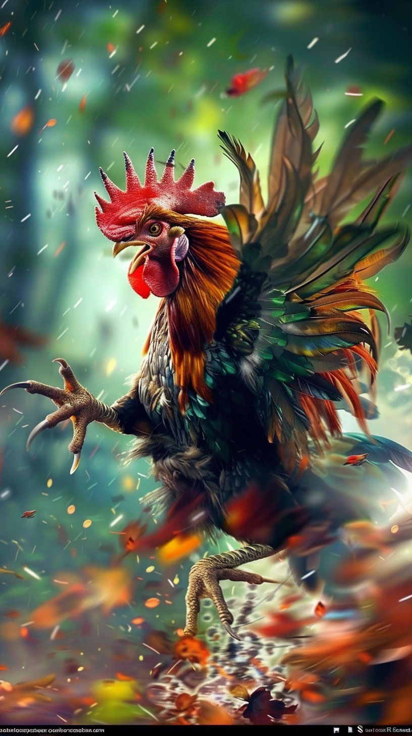 Amusing rooster duel iPhone wallpaper