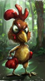 Funny fighting rooster iPhone wallpaper