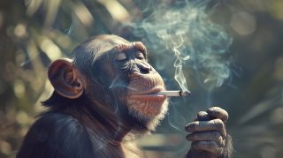 Amusing Monkey Smoking AI Image for Desktop