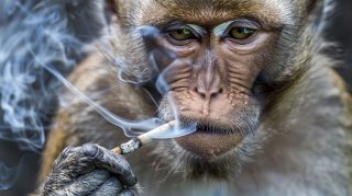 Ultra HD Funny Monkey Smoking AI Wallpaper