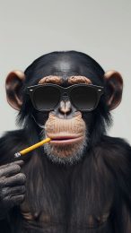 Amusing Monkey Smoking Pipe Phone Wallpaper