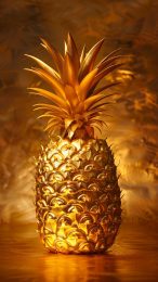 Stylish Gold Pineapple Digital Background for Mobile Phones