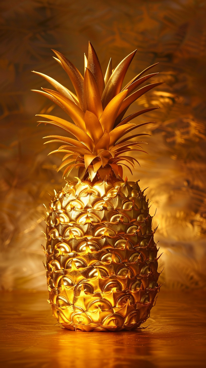 Stylish Gold Pineapple Digital Background for Mobile Phones