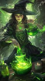 High Resolution Green Witchy Crystal Ball Mobile Wallpaper