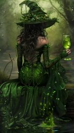 Enchanted Green Witchy Forest Mobile Wallpaper