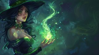 HD Green Witchy Digital Wallpaper for PC