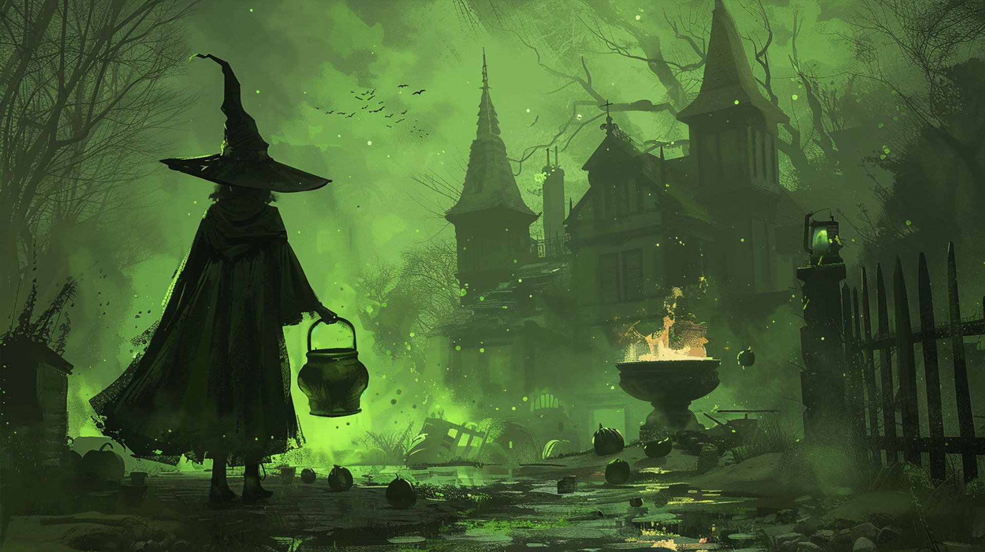 High Resolution Green Witchy Desktop Background