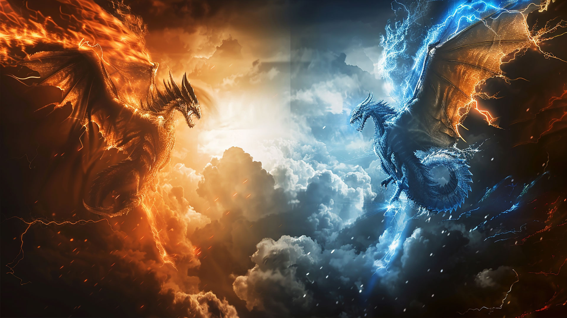 Contrasting Realms: Heaven and Hell Wallpaper